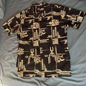 Quicksilver black Hawaiian shirt, large